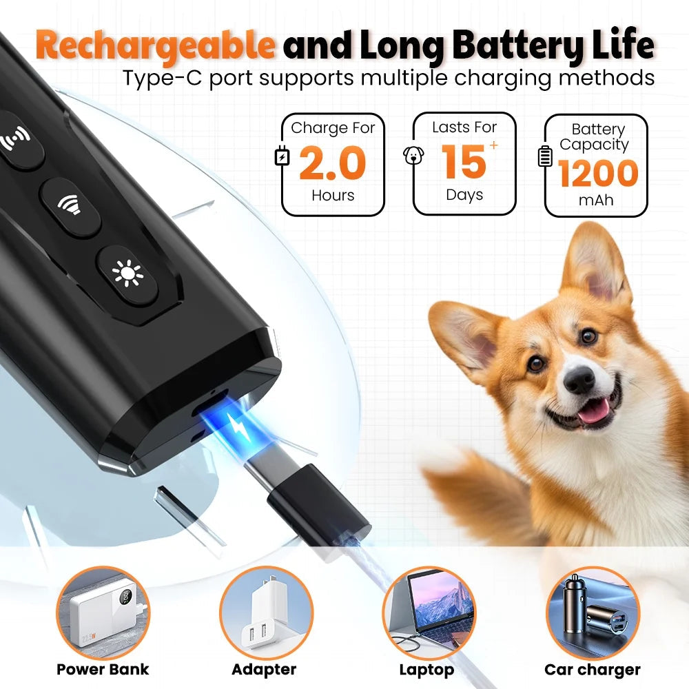 Ultrasonic anti Barking Device, Handheld Dog Bark Deterrent Device Stops Bad Behavior, Alternative to Painful Dog Shock Collar.