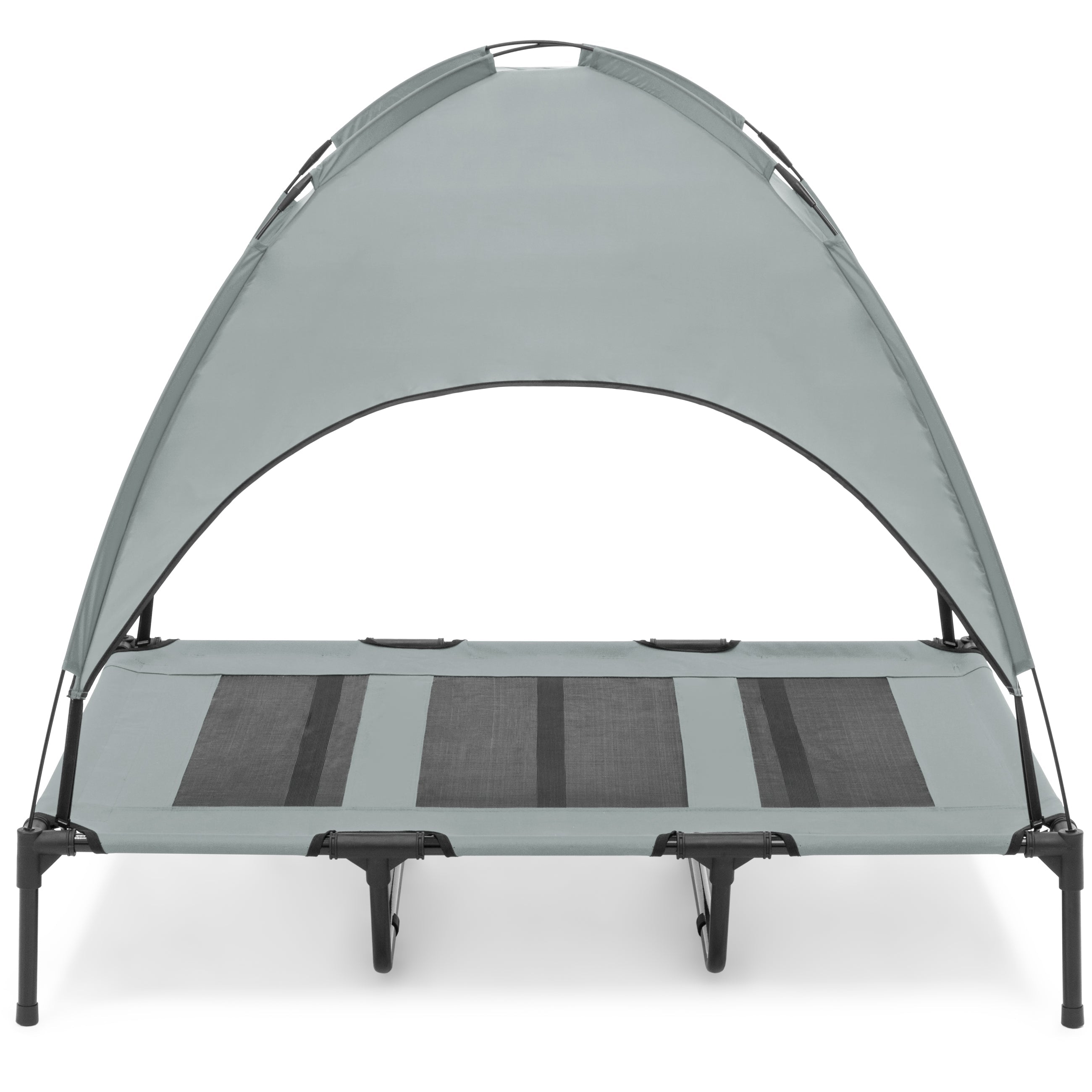 Elevated Cooling Dog Bed, Outdoor Pet Cot W/ Canopy, Carry Bag - 48In