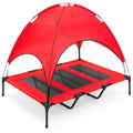 Elevated Cooling Dog Bed, Outdoor Pet Cot W/ Canopy, Carry Bag - 48In