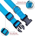 Reflective Dog Collar with Buckle Adjustable Safety Nylon Collars for Small Medium Large Dogs, Blue XL.