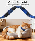 Upgraded Cat Collar with Bells, Breakaway Cat Collars with Bow Tie, 1 Pack Girl Boy Safety Plaid Kitten Collars, Blue.